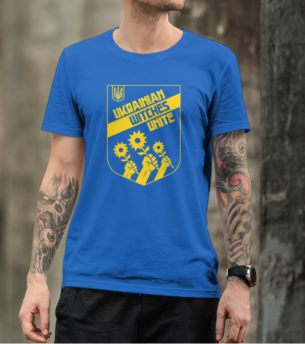 Ukrainian Witches Unite Quinn Cummings Sunflowers Emblem T-Shirt