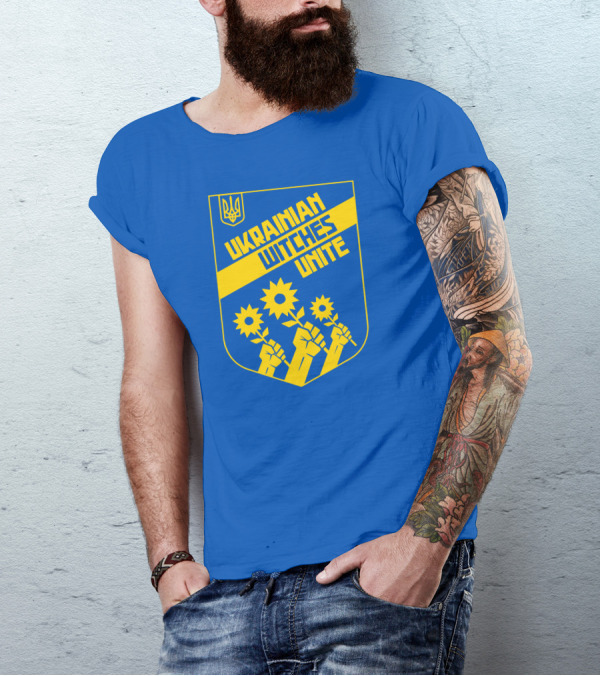Ukrainian Witches Unite Quinn Cummings Sunflowers Emblem T-Shirt