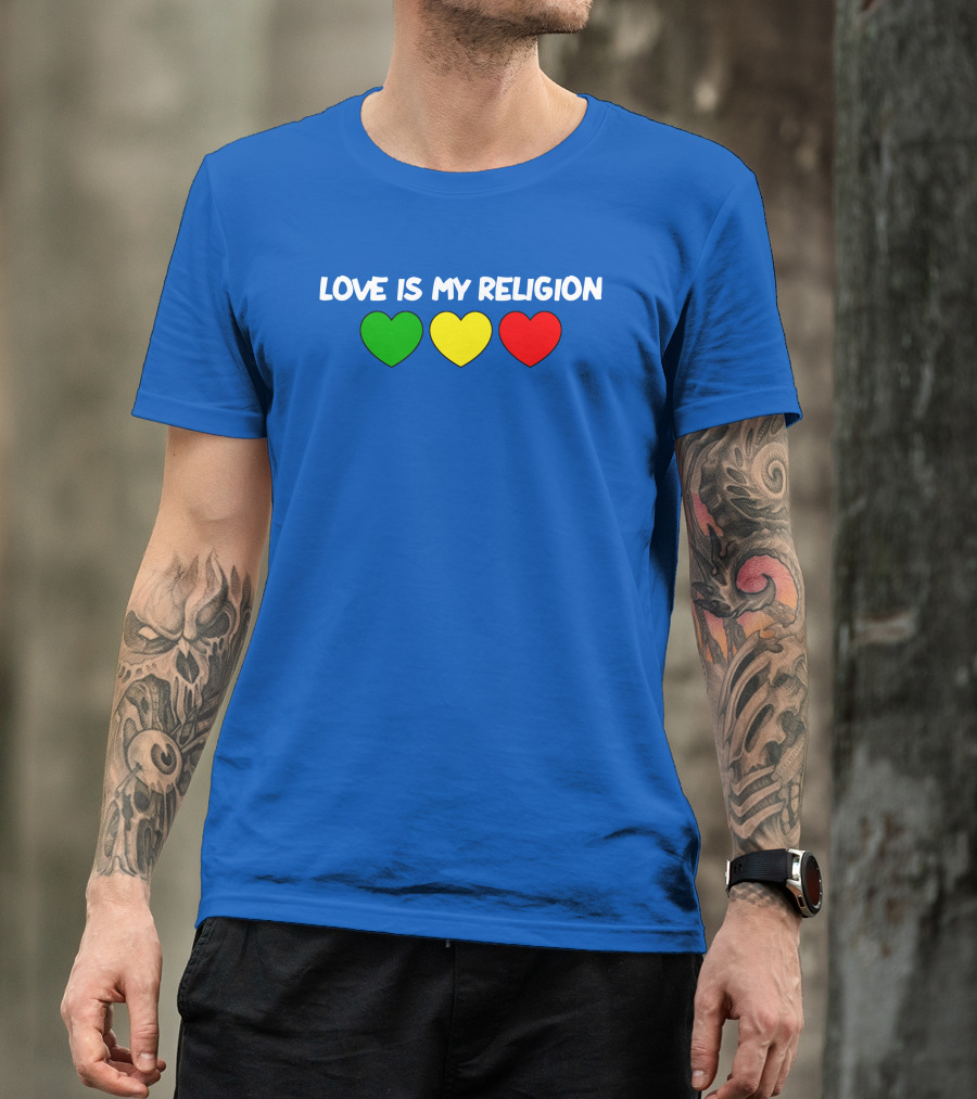 Ziggy Marley Love Is My Religion Green Yellow Red Hearts T-Shirt