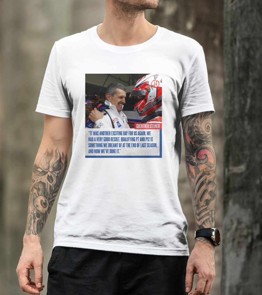 Guenther Steiner Haas F1 Bahrain GP Qualifying P7 P12 Achievement T-Shirt