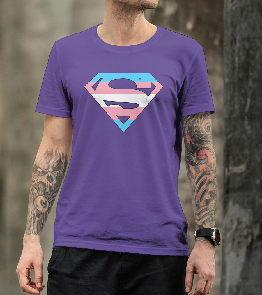 Superman Logo Trans Flag Trans Rights Are Human Rights T-Shirt