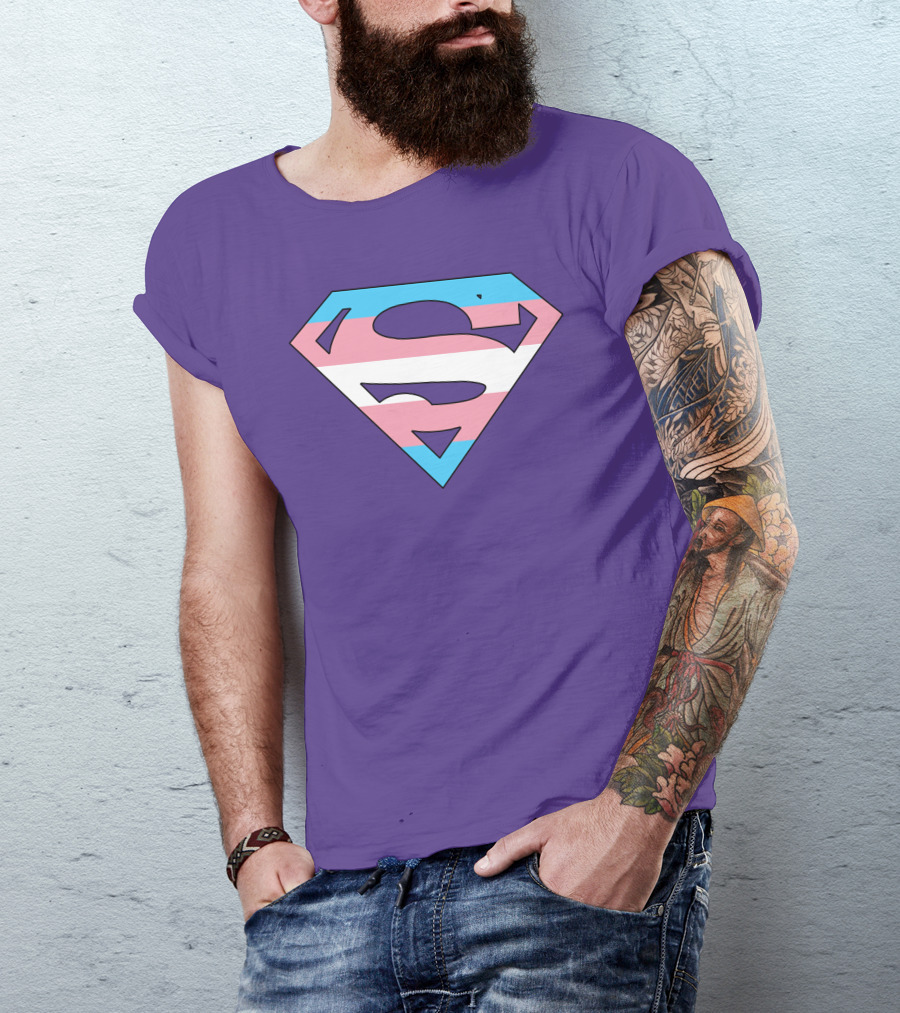 Superman Logo Trans Flag Trans Rights Are Human Rights T-Shirt