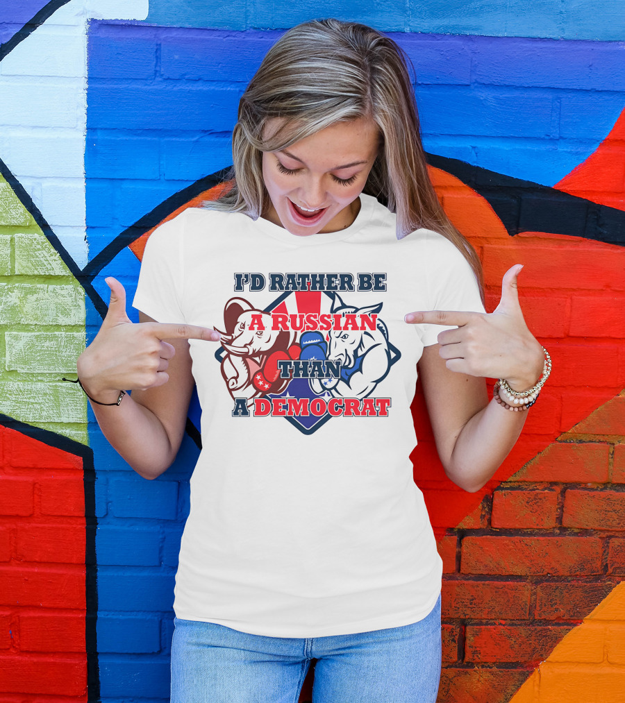 I'D Rather Be A Russian Than A Democrat Elephant And Donkey Boxing Gloves T-Shirt
