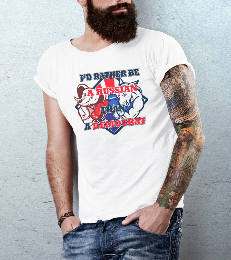 I'D Rather Be A Russian Than A Democrat Elephant And Donkey Boxing Gloves T-Shirt