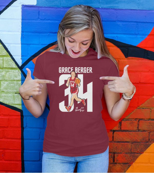 Grace Berger Indiana Basketball 34 Signature Player T-Shirt