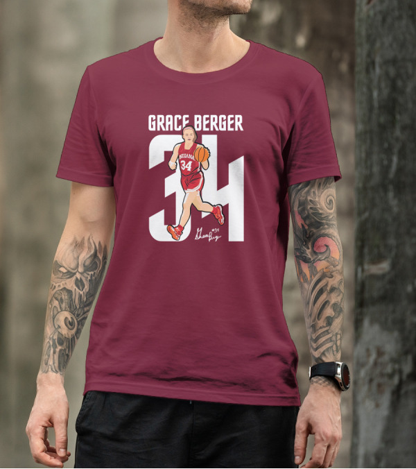 Grace Berger Indiana Basketball 34 Signature Player T-Shirt