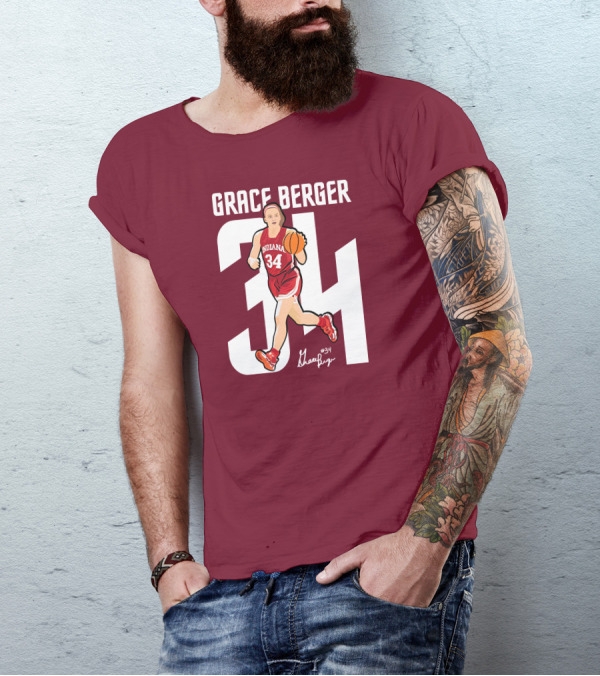 Grace Berger Indiana Basketball 34 Signature Player T-Shirt