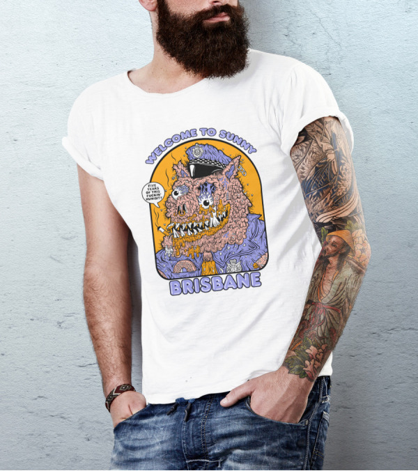 Welcome To Sunny Brisbane Monster With Humidity Speech Bubble T-Shirt