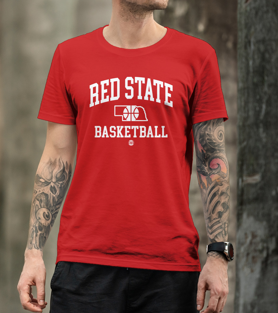 Red State Basketball Nebraska Outline Bbbprinting T-Shirt