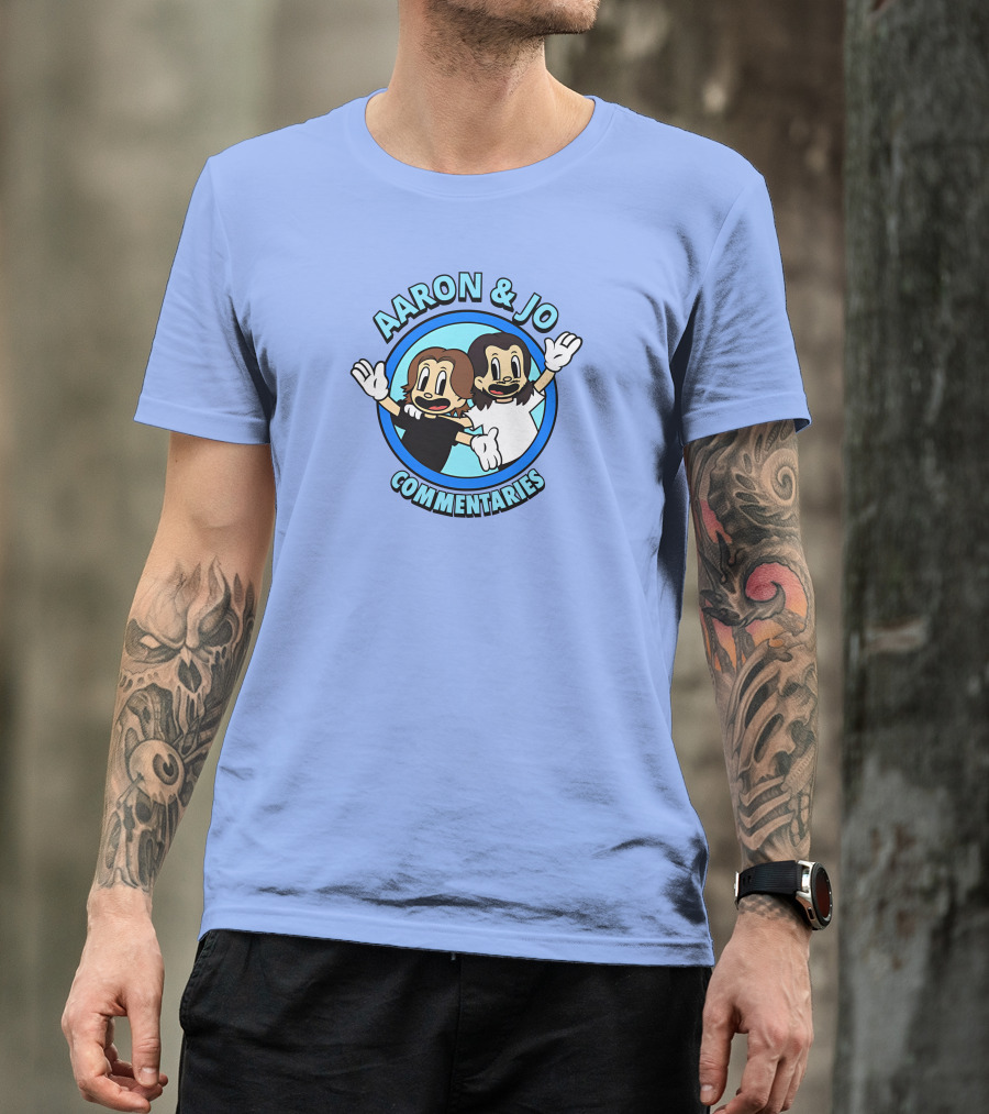 Crowdmade Aaron And Jo Commentaries Cartoon Style Blue Circle T-Shirt