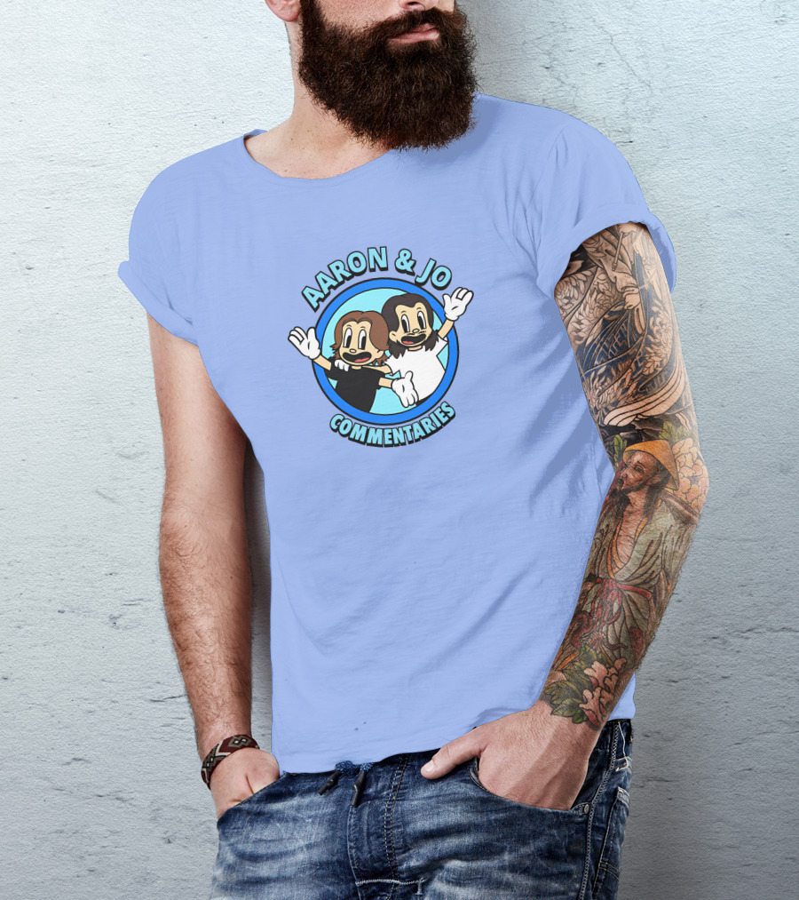 Crowdmade Aaron And Jo Commentaries Cartoon Style Blue Circle T-Shirt