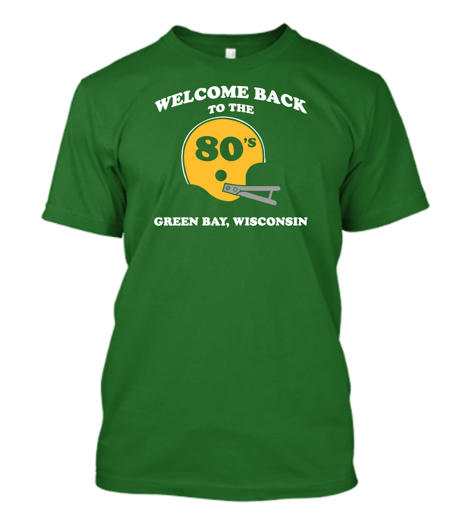 CheeseheadTV Green Bay Wisconsin Welcome Back To The 80's Football Helmet T-Shirt
