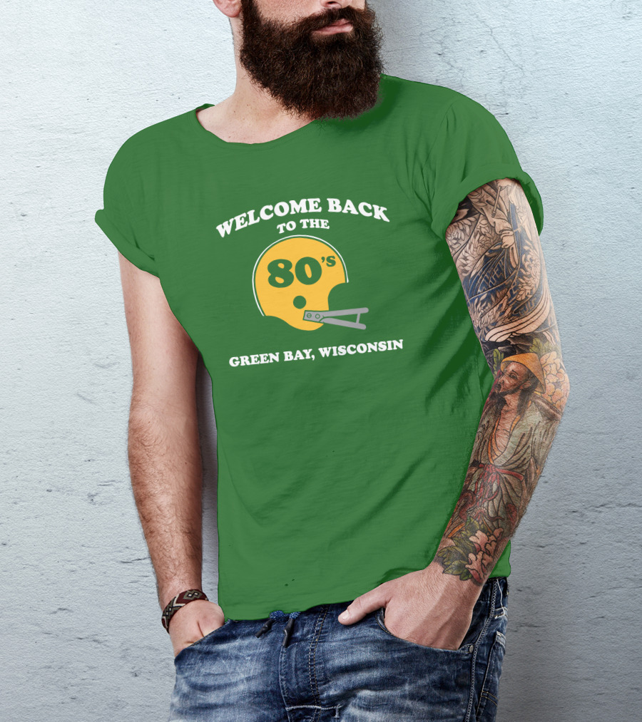 CheeseheadTV Green Bay Wisconsin Welcome Back To The 80's Football Helmet T-Shirt