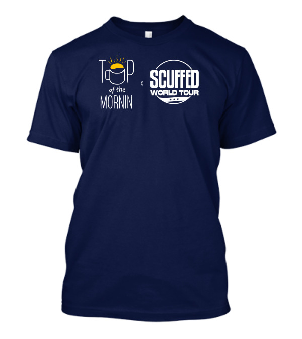 Top Of The Mornin X Scuffed World Tour Collaboration Logo Mug And Stars Iconography T-Shirt