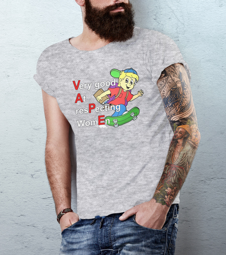 Yeah I Vape Very Good At Respecting Women Skater Boy Cartoon T-Shirt
