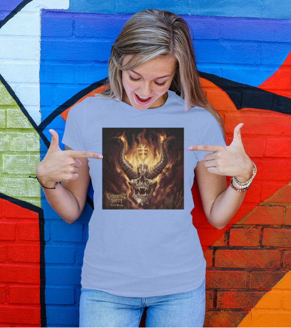 Enterprise Earth Death Magick Fiery Horned Skull T-Shirt