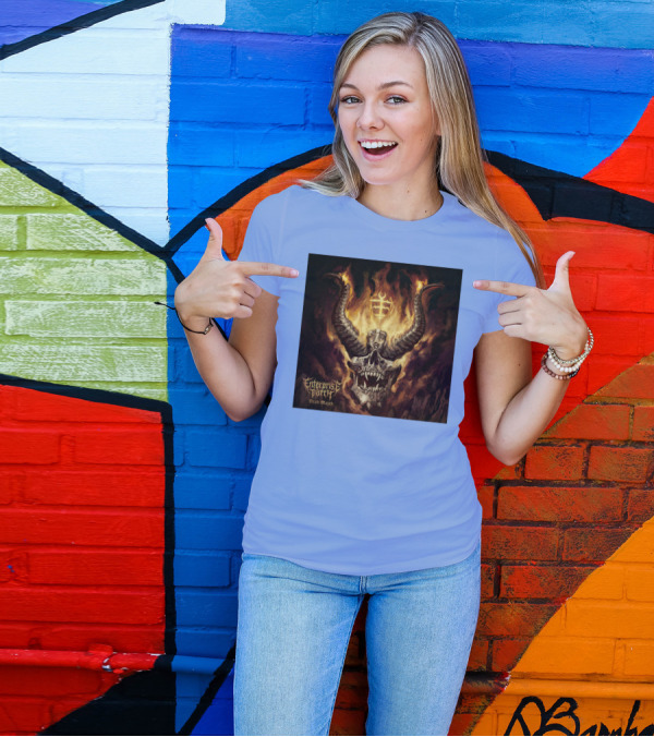 Enterprise Earth Death Magick Fiery Horned Skull T-Shirt