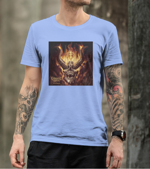 Enterprise Earth Death Magick Fiery Horned Skull T-Shirt