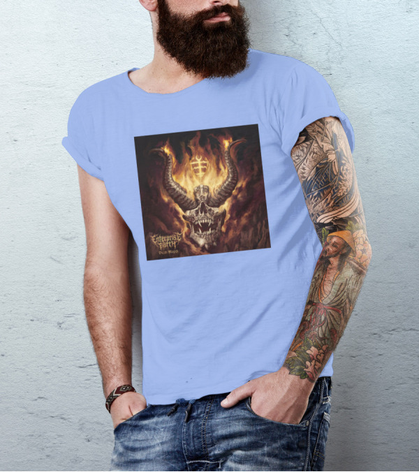Enterprise Earth Death Magick Fiery Horned Skull T-Shirt