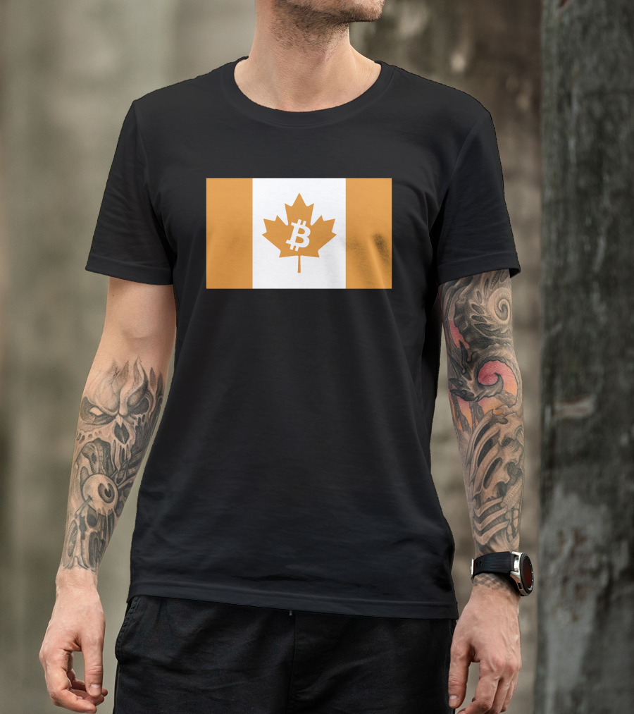 The Best Business Show Merch Bitcoin Canada Maple Leaf Orange Flag T-Shirt