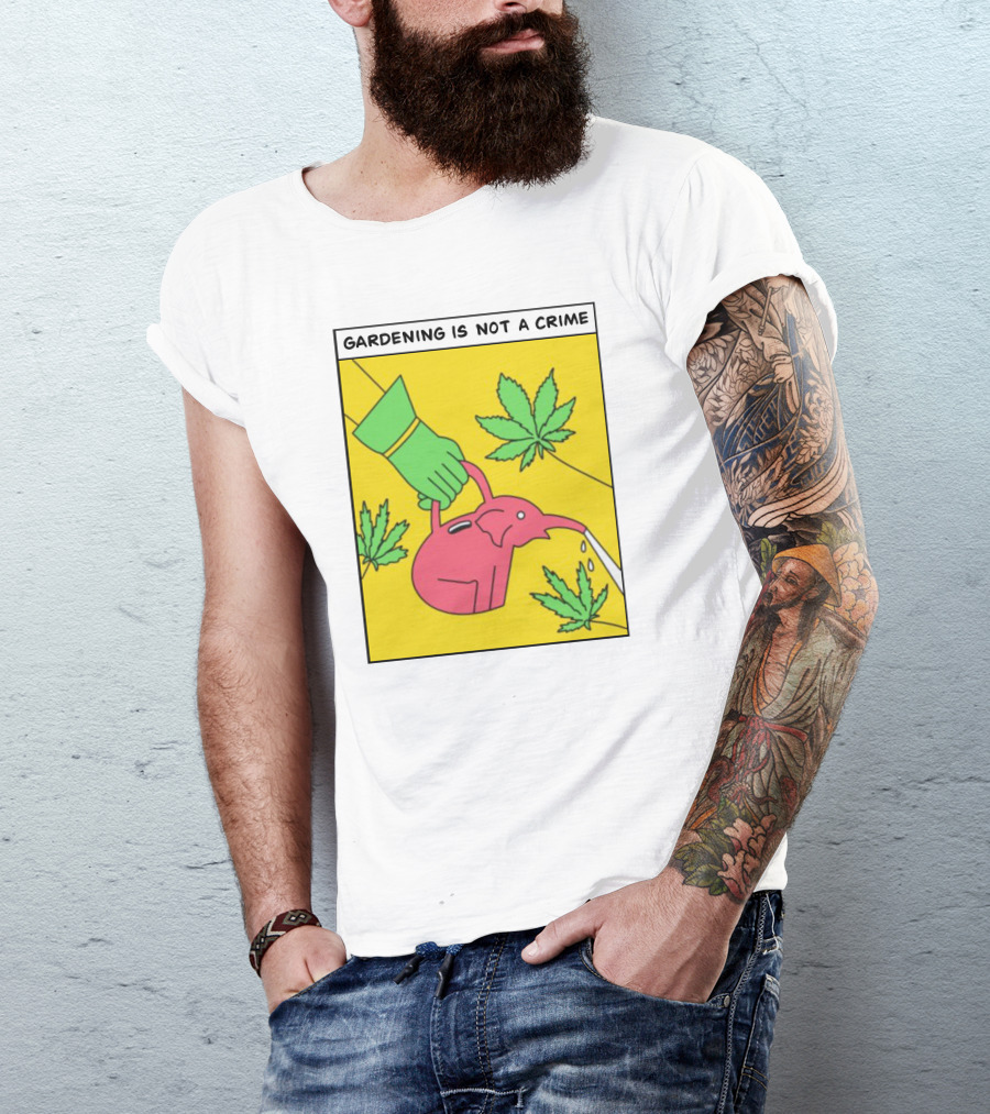 Gardening Is Not A Crime Hand Watering Can Cannabis Leaves T-Shirt
