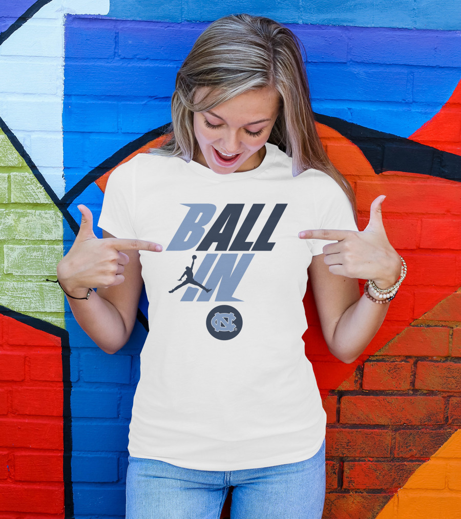 Jordan Brand North Carolina Tar Heels Ball In Jumpman Logo NC Emblem T-Shirt