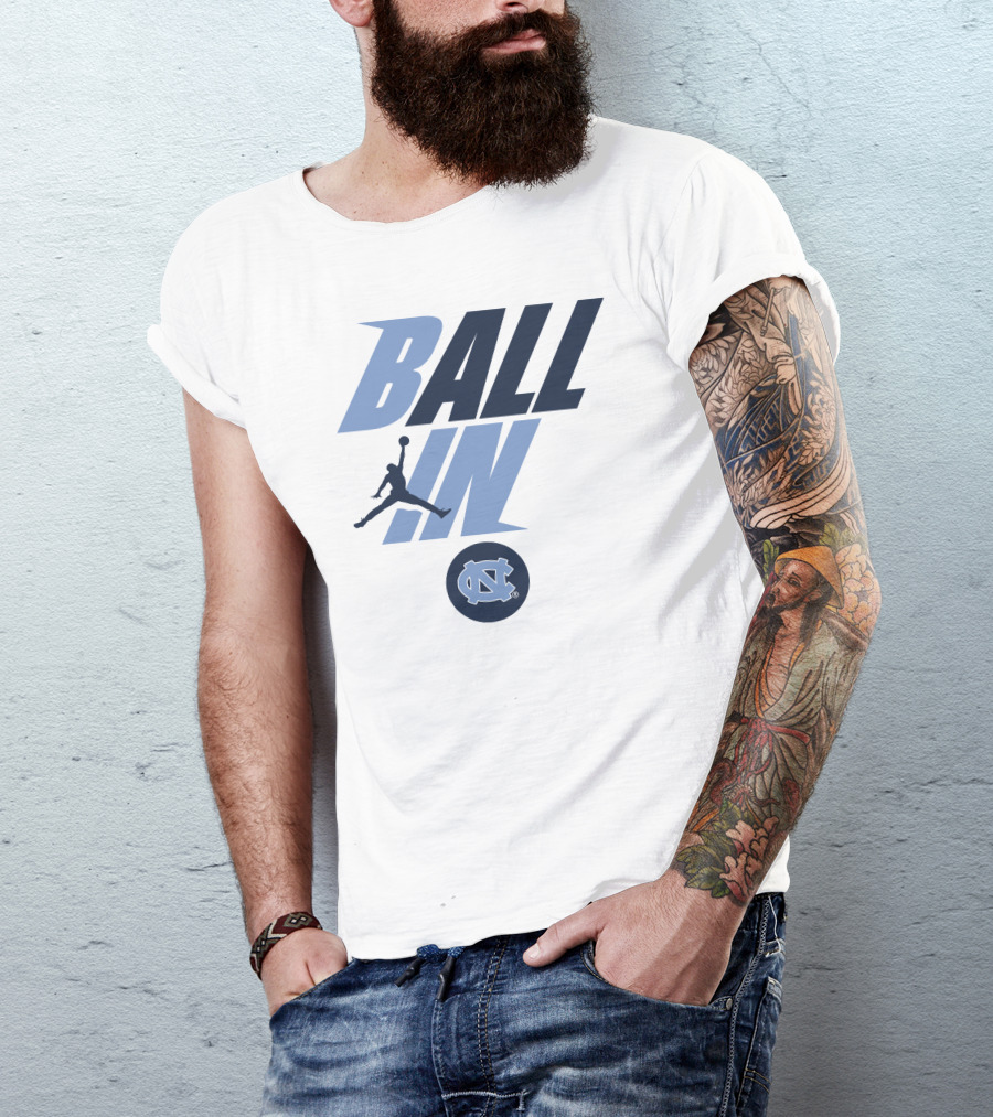 Jordan Brand North Carolina Tar Heels Ball In Jumpman Logo NC Emblem T-Shirt