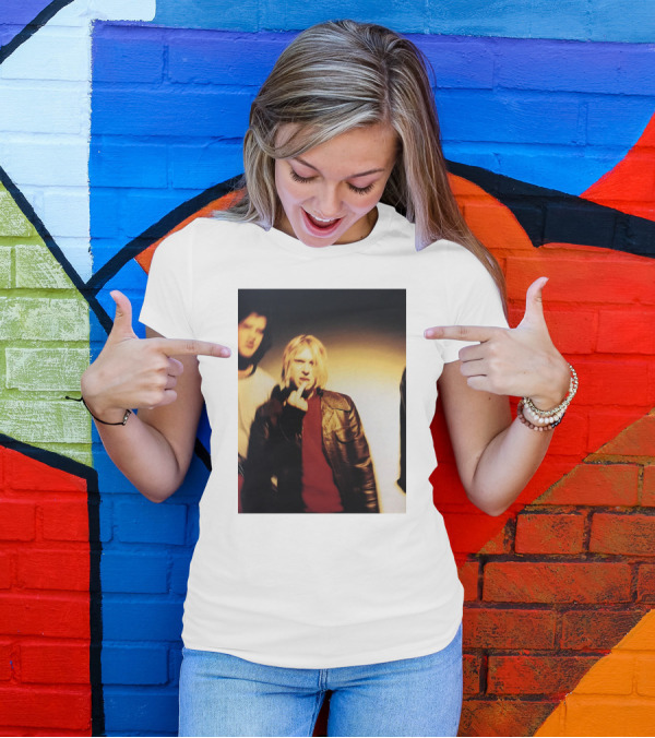 Kurt Cobain Leather Jacket Red Sweater Iconic Image T-Shirt