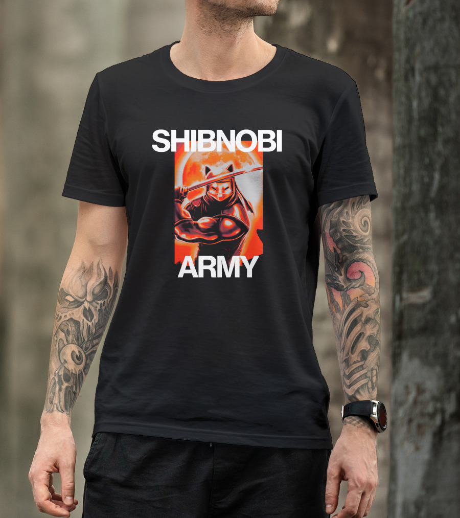 Shibnobi Army Shibnobi Ninja Cat Warrior Moon T-Shirt
