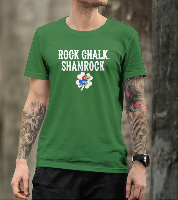 Rock Chalk Shamrock Kansas Jayhawks St Patrick’s Day Green T-Shirt