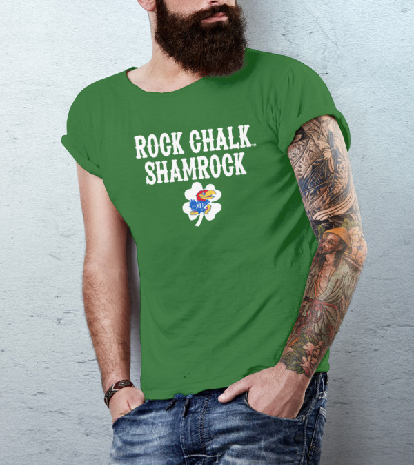 Rock Chalk Shamrock Kansas Jayhawks St Patrick’s Day Green T-Shirt