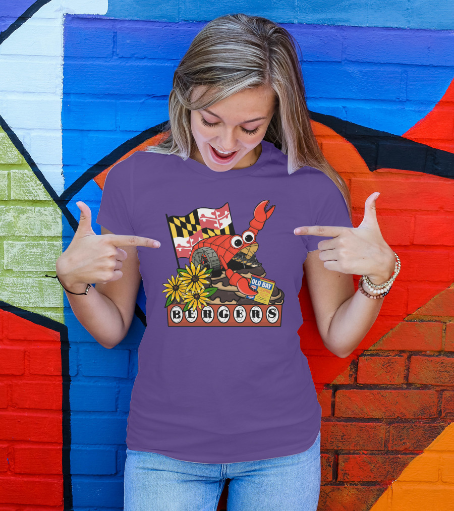 Maryland Flag Crab Bergers Old Bay Seasoning Flowers T-Shirt