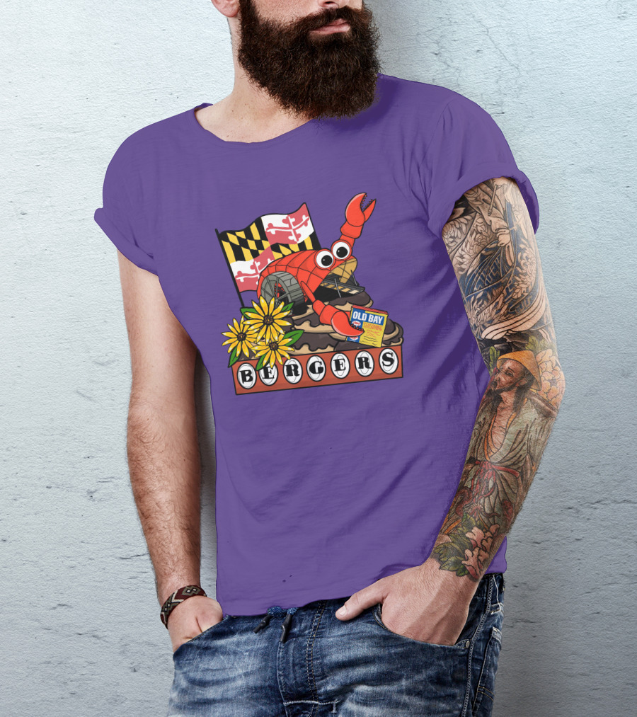 Maryland Flag Crab Bergers Old Bay Seasoning Flowers T-Shirt
