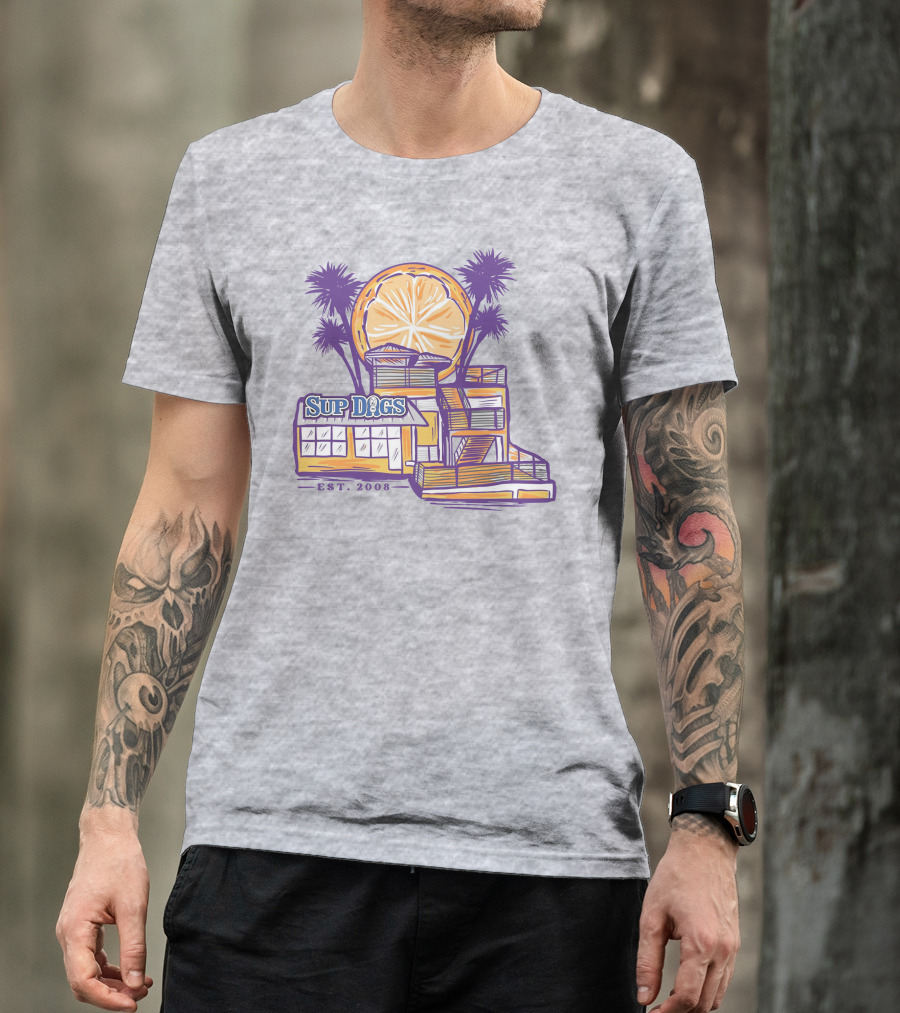 Best Bar Sup Dogs Est. 2008 Lemon Palm Trees T-Shirt