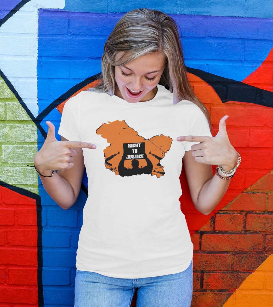 Vivek Ranjan Agnihotri Right To Justice Silhouette With Orange Map Background T-Shirt