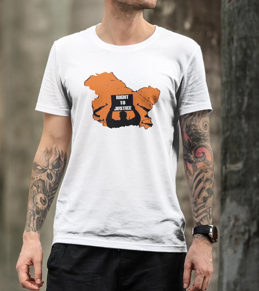 Vivek Ranjan Agnihotri Right To Justice Silhouette With Orange Map Background T-Shirt
