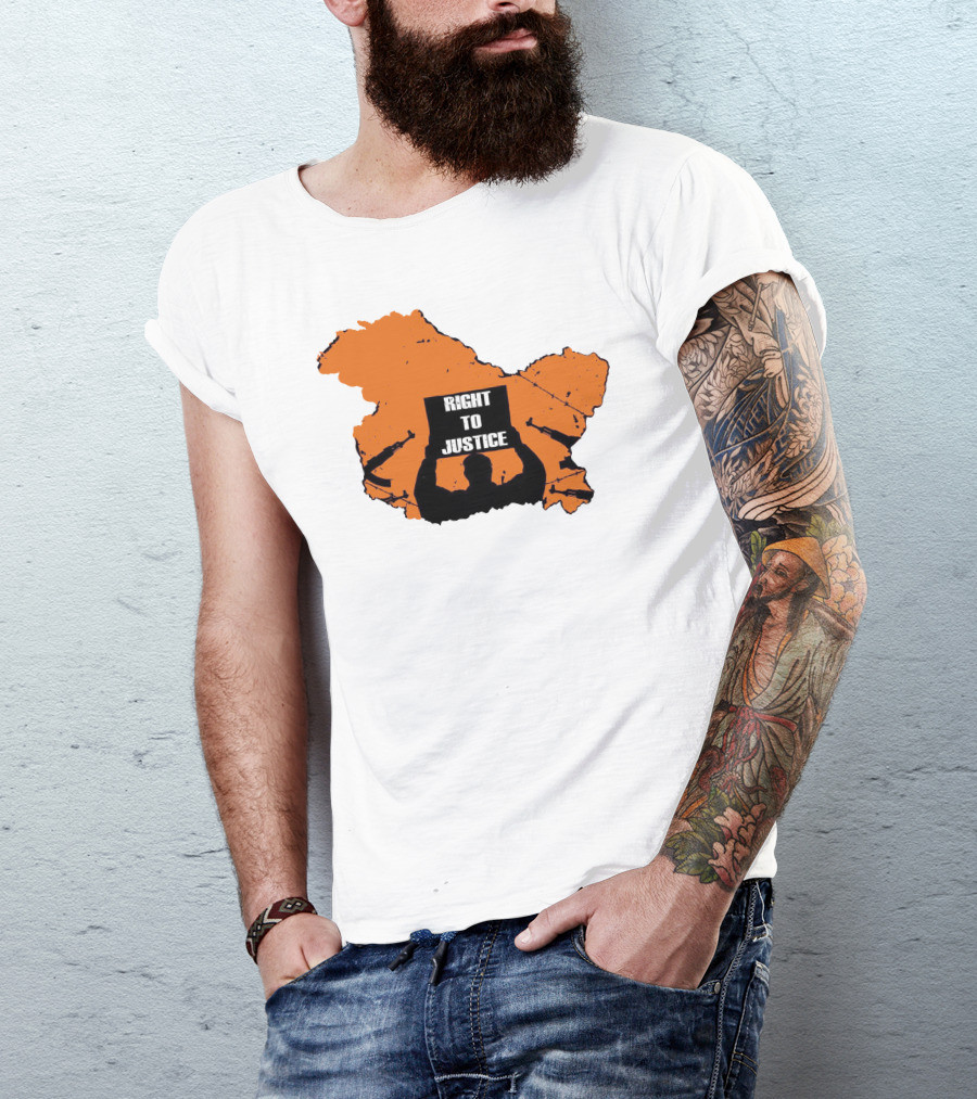 Vivek Ranjan Agnihotri Right To Justice Silhouette With Orange Map Background T-Shirt