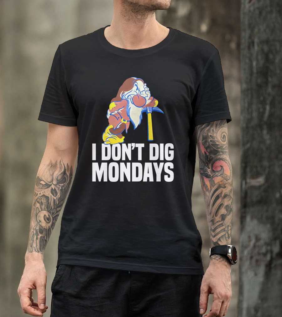 Grumpy I Don’t Dig Mondays Dwarf With Pickaxe T-Shirt