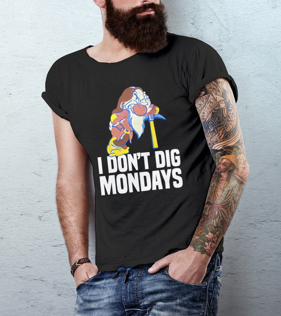 Grumpy I Don’t Dig Mondays Dwarf With Pickaxe T-Shirt