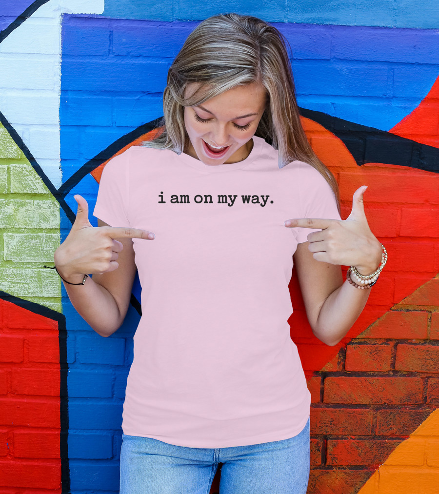 I Am On My Way Minimalist Pink Background T-Shirt