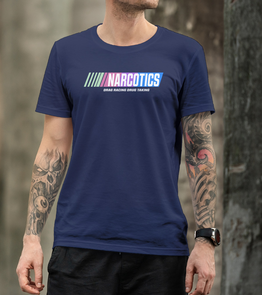 Narcotics Drag Racing Drug Taking Retro Style Racing Stripes T-Shirt