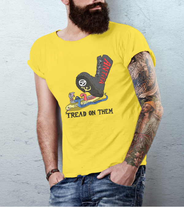No Gods No Masters Antifa Boot Stomping Tread On Them MAGA Blue Lives Matter Proud Boy T-Shirt