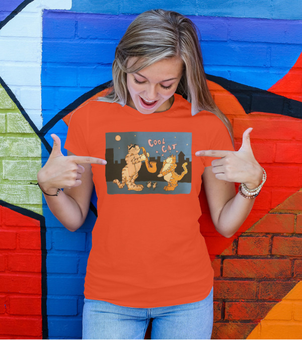 Cool Cat Night Jazz With Playful Felines And Spectators T-Shirt