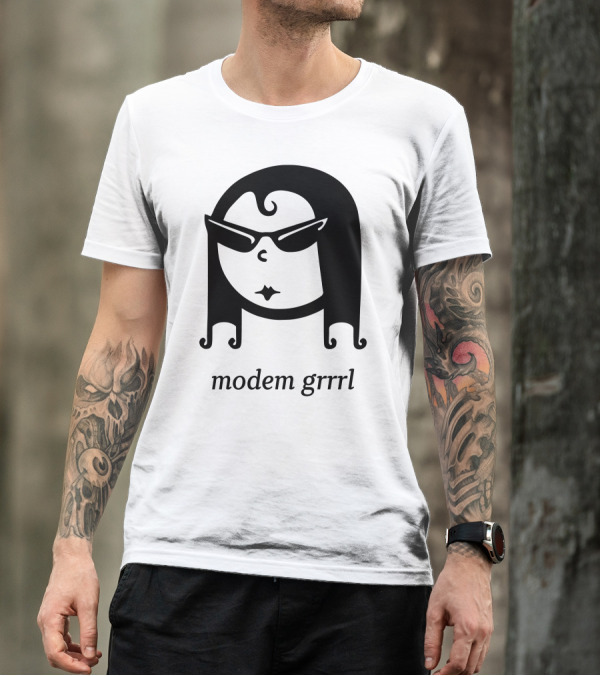 Modem Grrrl Sunglasses Illustrative T-Shirt