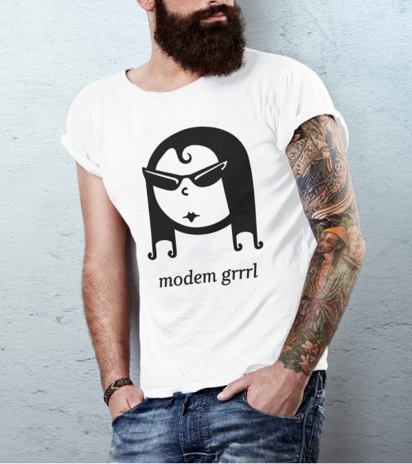 Modem Grrrl Sunglasses Illustrative T-Shirt