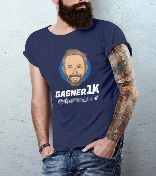 Gagner 1K Congrats Gags 1000 Career NHL Games Oilers Jets Red Wings Blue Jackets Canucks Flyers Coyotes T-Shirt