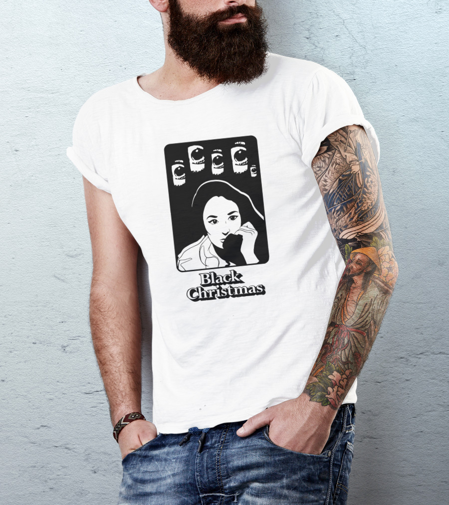 Black Christmas Woman With Multiple Eye Gaze T-Shirt