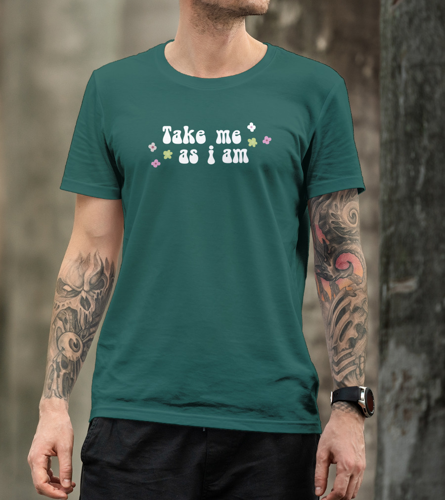 Take Me As I Am Flower Motif T-Shirt