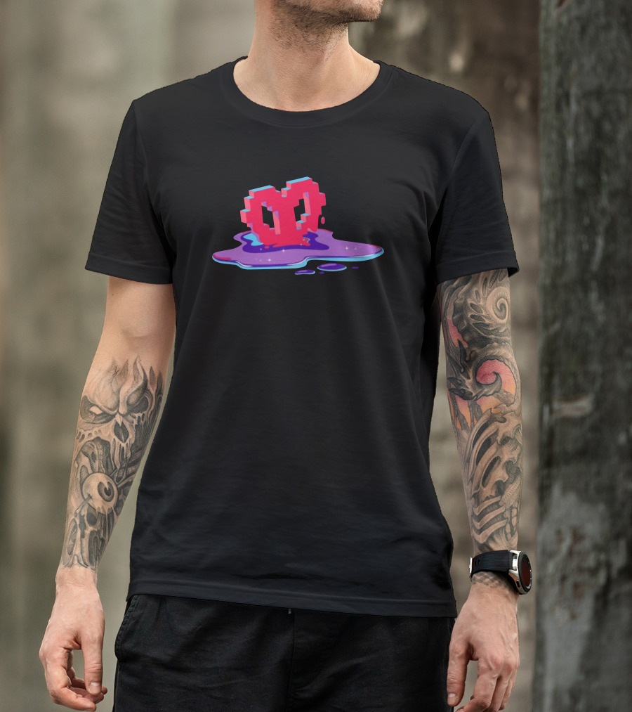 Void Heart Pixel Art Melting Pool T-Shirt