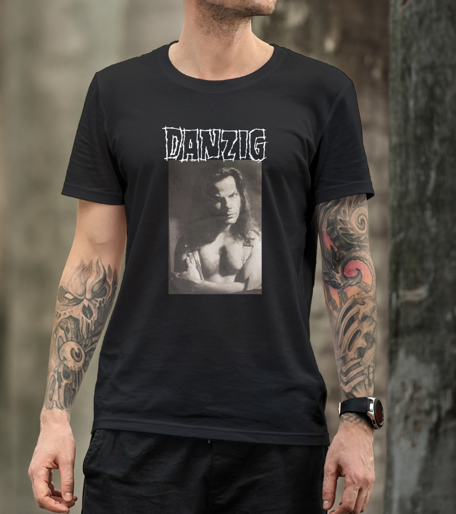 Danzig Glenn Danzig Evil Muscular Black And White Photo T-Shirt
